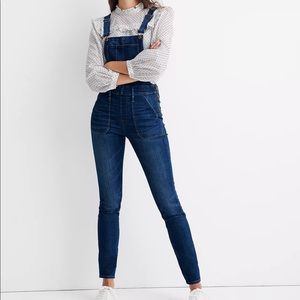 Madewell skinny overalls in groveland wash.